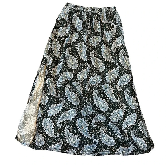 J.Crew Collection Pull-On Midi Skirt in Navy Blue Pacific Paisley Pockets XS - Picture 1 of 6